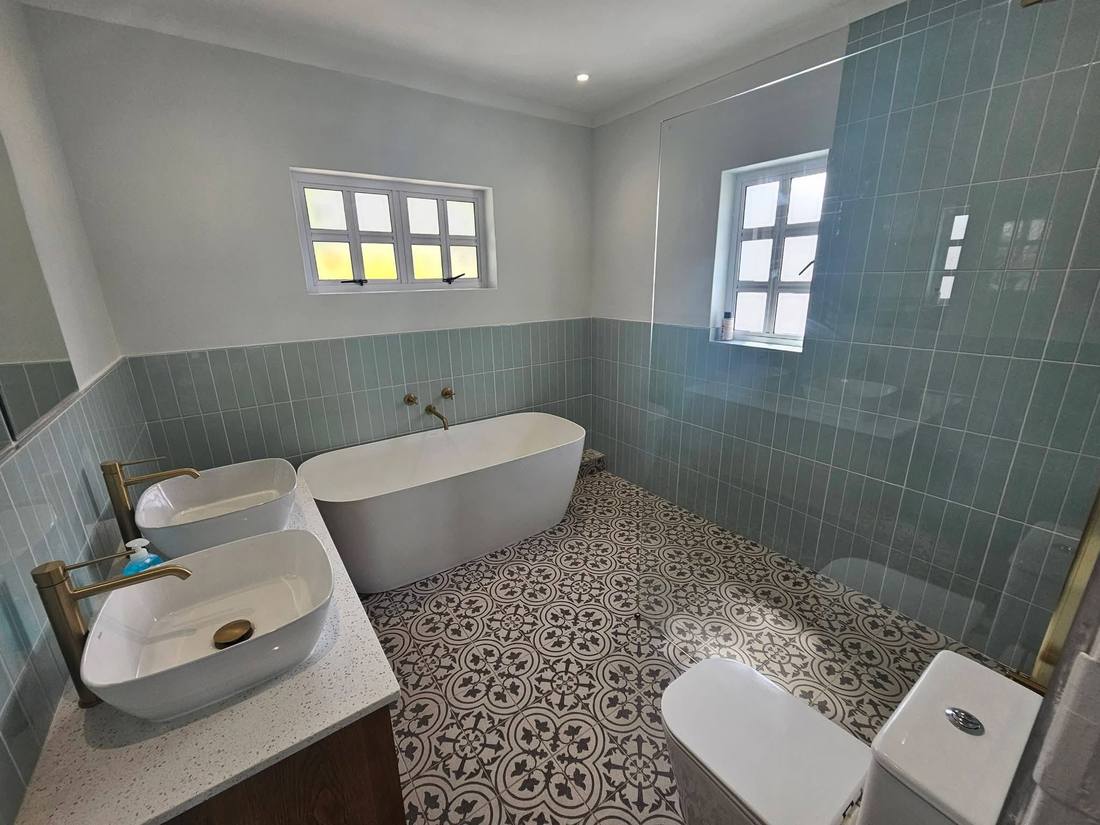 Patterned tile bathroom renovation