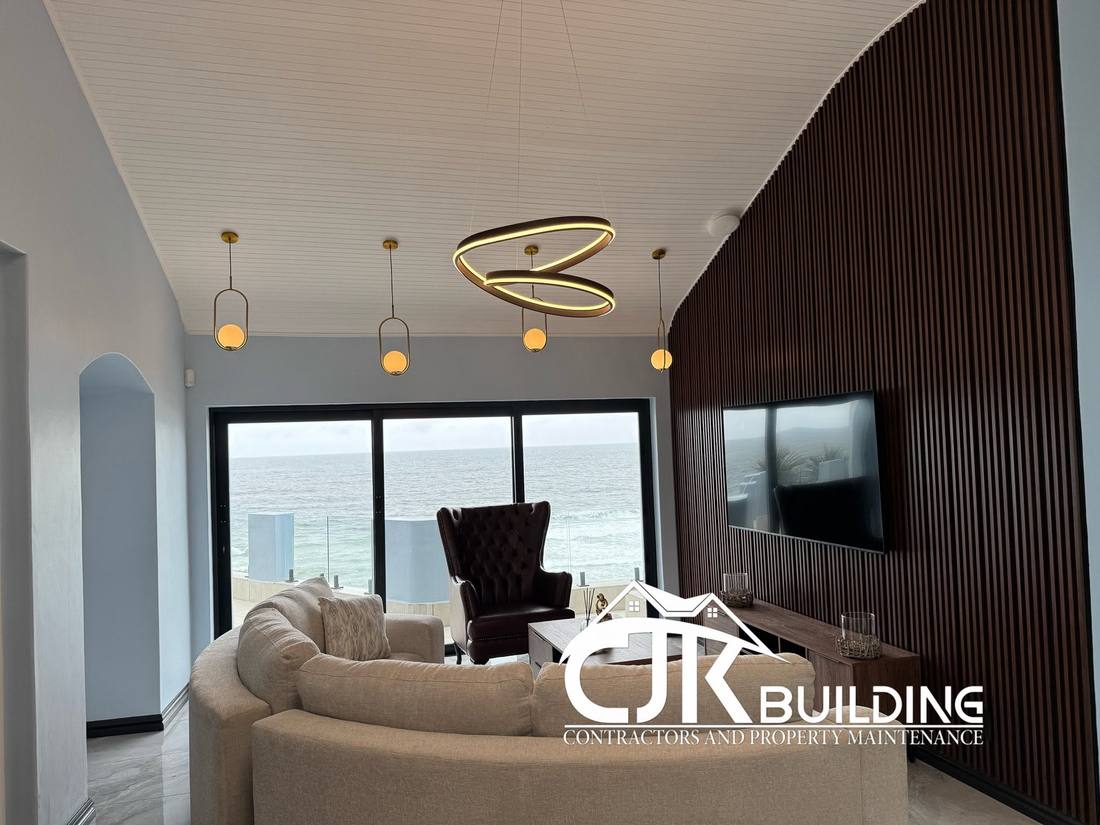 Renovated living space overlooking the sea